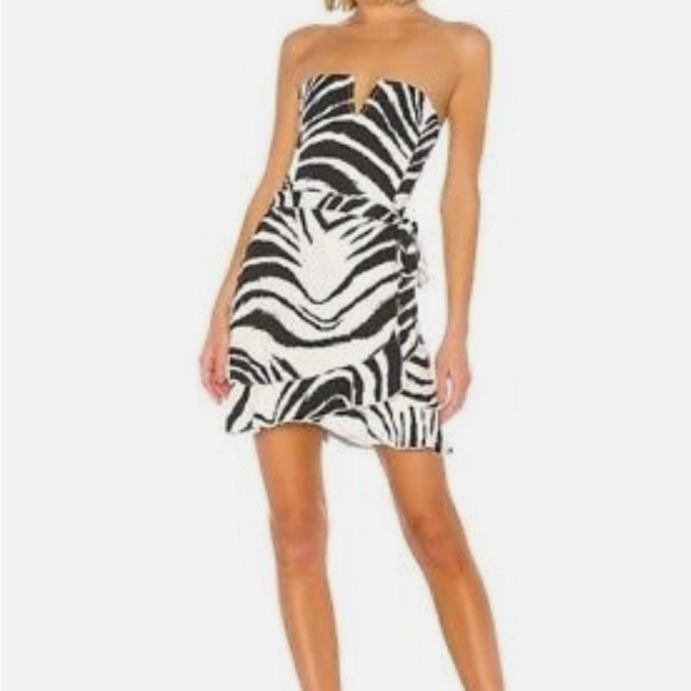 Strapless Zebra Print Mini Wrap Dress/like new/XS